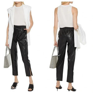 Theory Paperbag Leather Pants Vegan Sz 2 Black